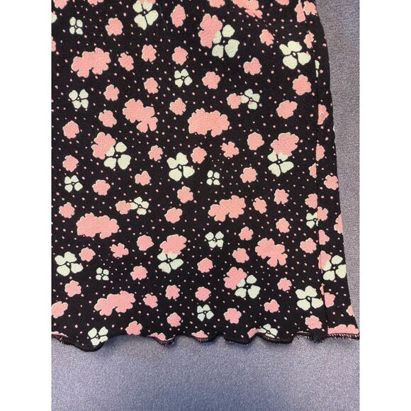 Free People Black Combo IRL Floral Print Mini Slip Skirt US 4 Flounce Black - Picture 7 of 8
